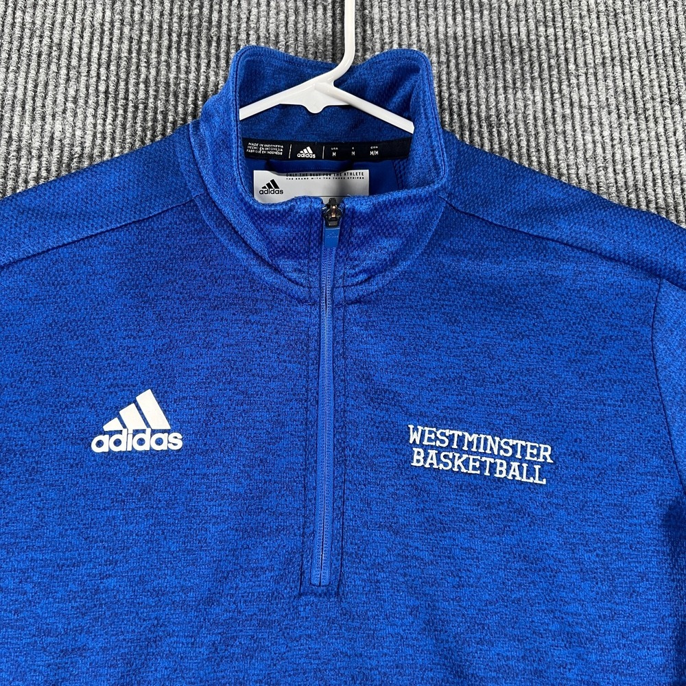 Westminster Blue Jays Mens Shirt Adidas Medium Blue Long Sleeve Basketball 1/4